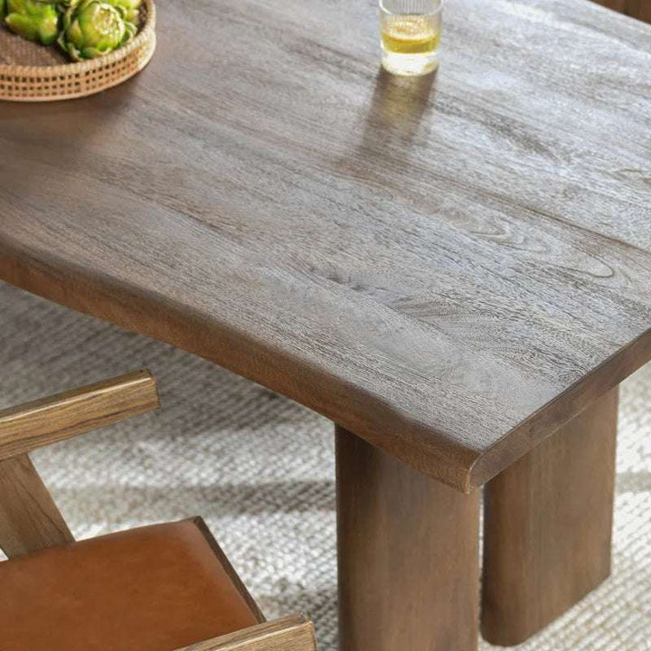 Live Edge Solid Mango Wood Dining Table – 80" Rustic Modern Table for 6
