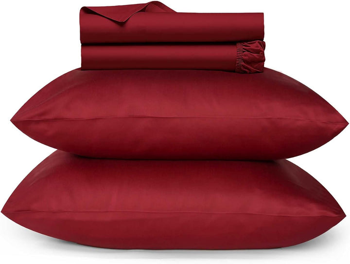 700 Thread Count Egyptian Cotton Sheets Twin Size, 4Pc Sheet Set Soft Luxury Bed Sheets for Twin Size Bed, Sateen Weave Hotel Sheets, 16'' Elasticized Deep Pocket - White
