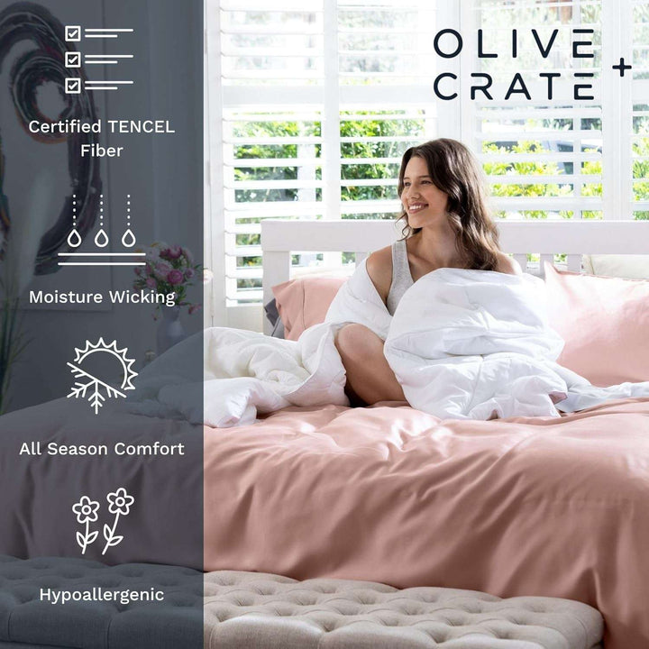 Eucalyptus Cooling Sheets Set – 100% Organic Tencel Lyocell – Queen Size – Hypoallergenic, Moisture-Wicking – Deep Pockets, Soft, Durable 60" X 80" [White Snow]