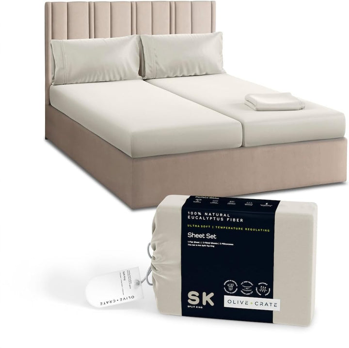 Eucalyptus Cooling Sheets Set – 100% Organic Tencel Lyocell – Queen Size – Hypoallergenic, Moisture-Wicking – Deep Pockets, Soft, Durable 60" X 80" [White Snow]
