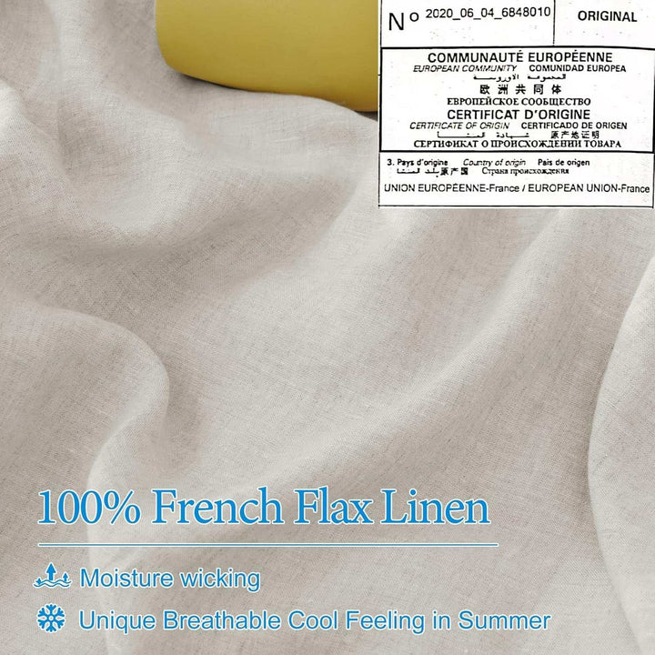 100% French Flax Linen Duvet Cover Set King, 3Pcs Garment Washed Soft, Breathable Durable Cooling Duvet Cover for Hot Sleepers, 1 Duvet Cover and 2 Pillowshams, 106"X 92", Linen