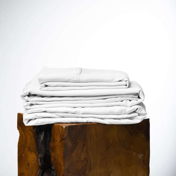 Eucalyptus Cooling Sheets Set – 100% Organic Tencel Lyocell – Queen Size – Hypoallergenic, Moisture-Wicking – Deep Pockets, Soft, Durable 60" X 80" [White Snow]