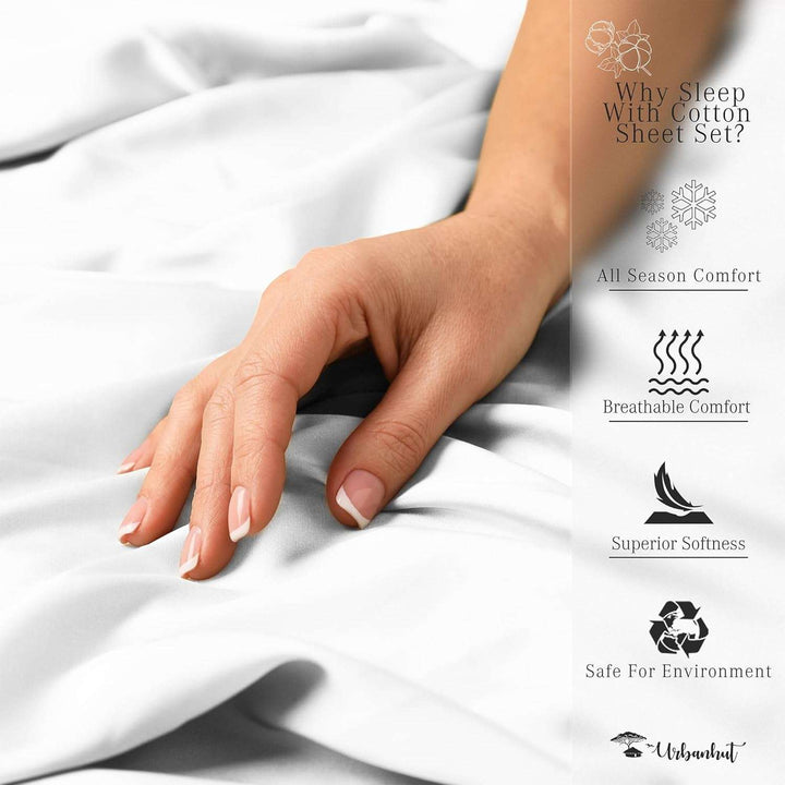 700 Thread Count Egyptian Cotton Sheets Twin Size, 4Pc Sheet Set Soft Luxury Bed Sheets for Twin Size Bed, Sateen Weave Hotel Sheets, 16'' Elasticized Deep Pocket - White