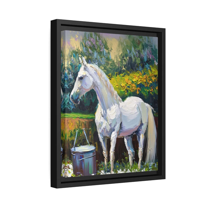 Transform your space with the stunning WHITE HORSE in the GARDEN Canvas Wall Art by Queennoble! 🌿🐴✨