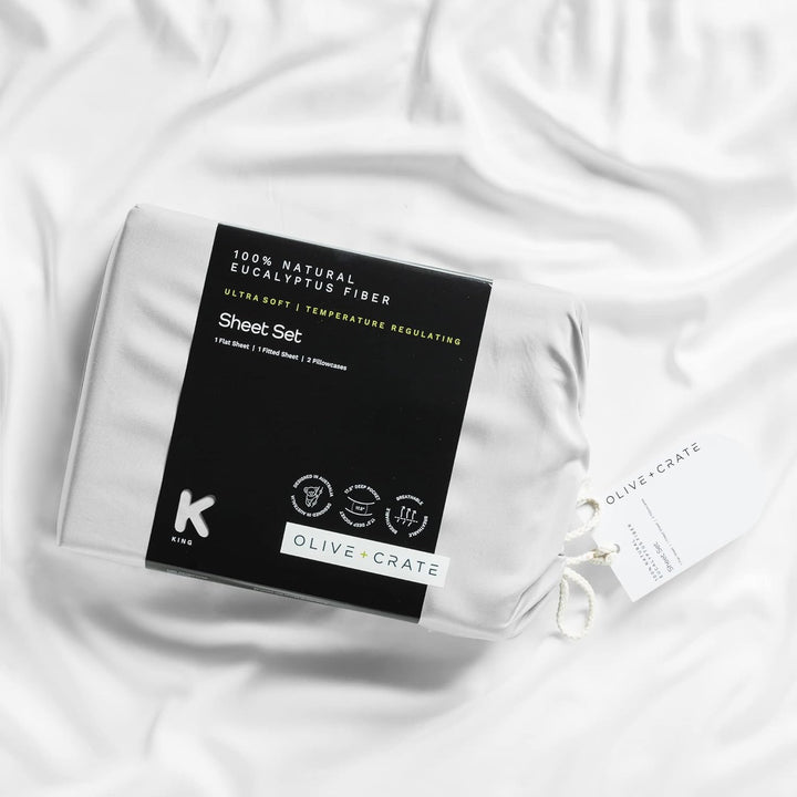 Eucalyptus Cooling Sheets Set – 100% Organic Tencel Lyocell – Queen Size – Hypoallergenic, Moisture-Wicking – Deep Pockets, Soft, Durable 60" X 80" [White Snow]