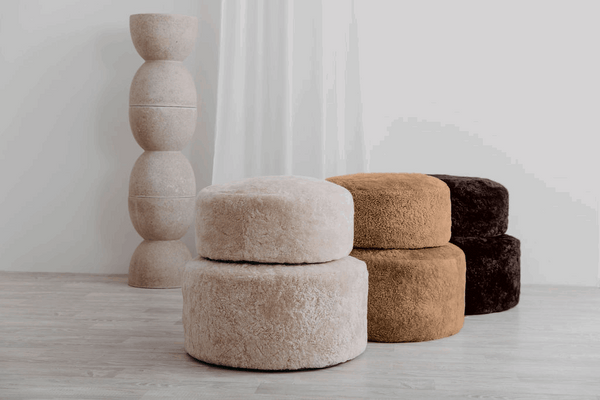 The Sheepskin Sculptural Ottoman – Curly Edition