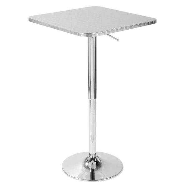 Adjustable Height Pub Table – Stainless Steel Bar Table with Hammered Square Top (26"–41")