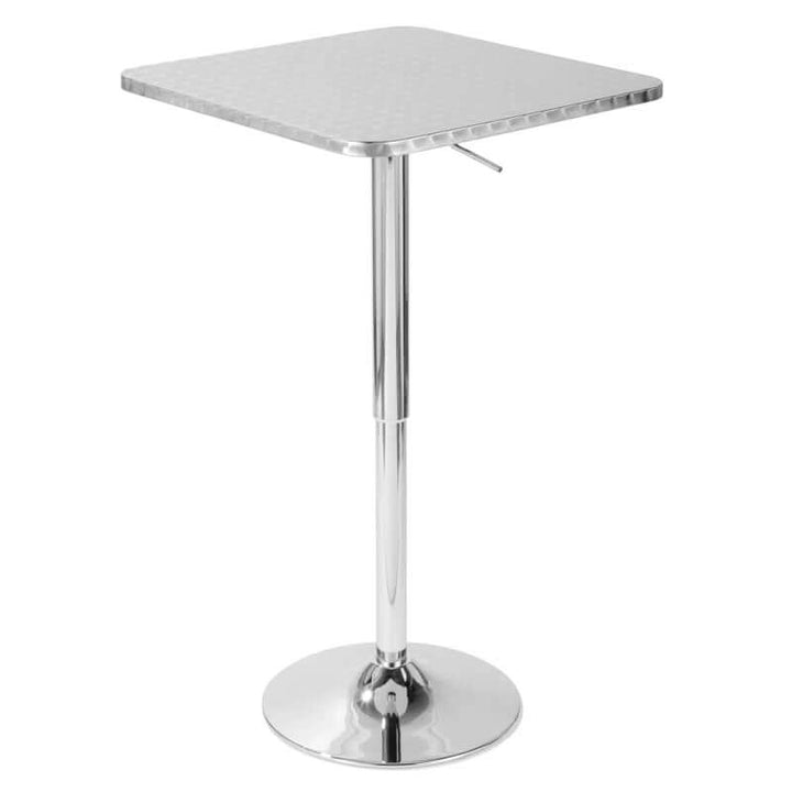Adjustable Height Pub Table – Stainless Steel Bar Table with Hammered Square Top (26"–41")