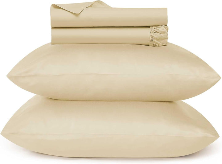 700 Thread Count Egyptian Cotton Sheets Twin Size, 4Pc Sheet Set Soft Luxury Bed Sheets for Twin Size Bed, Sateen Weave Hotel Sheets, 16'' Elasticized Deep Pocket - White