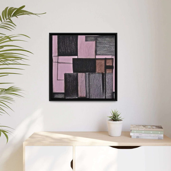 Pink Geometric Canvas Wall Art – Framed Matte Print by QueenNoble