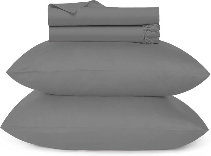 700 Thread Count Egyptian Cotton Sheets Twin Size, 4Pc Sheet Set Soft Luxury Bed Sheets for Twin Size Bed, Sateen Weave Hotel Sheets, 16'' Elasticized Deep Pocket - White