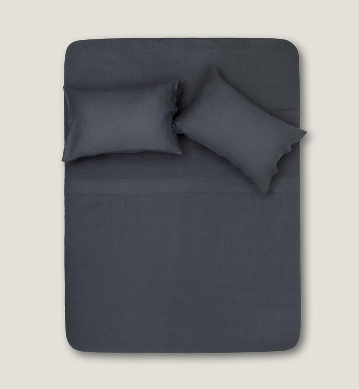 Pure Linen Sheets Set, 100% French Natural Linen Flax Bedding 4Pc Set (Queen, 1 Flat Sheet, 1 Fitted Sheet, 2 Pillowcases) - Butternut