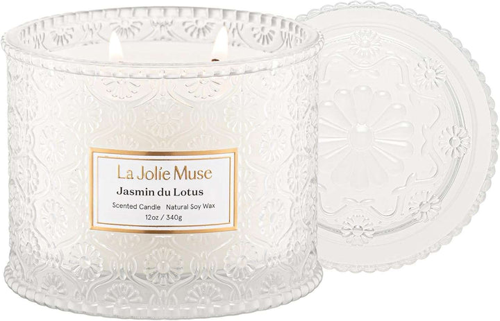 Amber Candle, Scented Candles for Home, Large 2-Wick Soy Candles, Luxury Jar Candle Gifts for Women & Men, 60 Hours Long Burning, Sahara Ambre, 12Oz