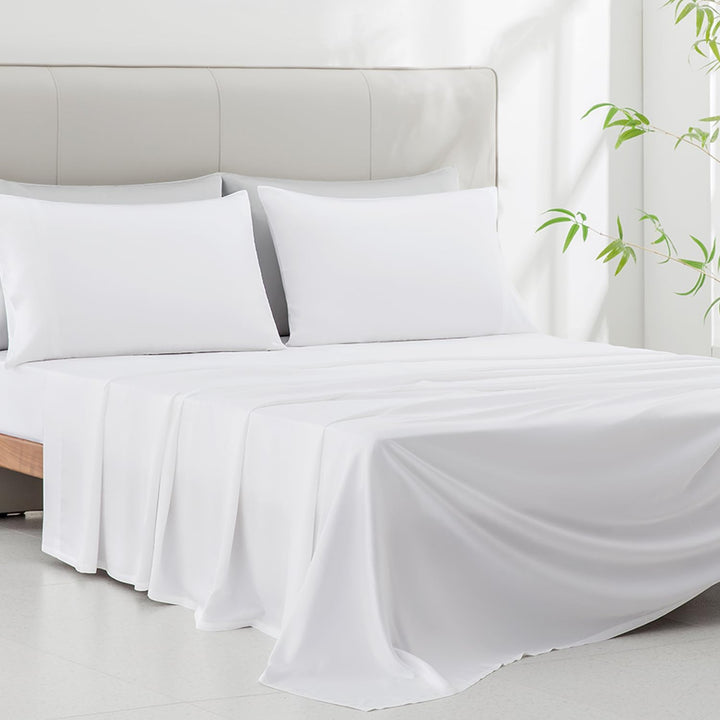 Pure Linen Sheets Set, 100% French Natural Linen Flax Bedding 4Pc Set (Queen, 1 Flat Sheet, 1 Fitted Sheet, 2 Pillowcases) - Butternut