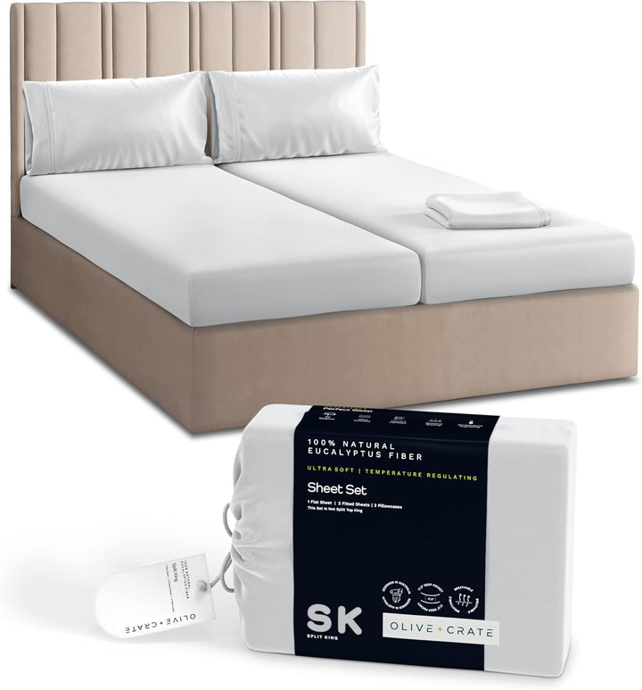 Eucalyptus Cooling Sheets Set – 100% Organic Tencel Lyocell – Queen Size – Hypoallergenic, Moisture-Wicking – Deep Pockets, Soft, Durable 60" X 80" [White Snow]