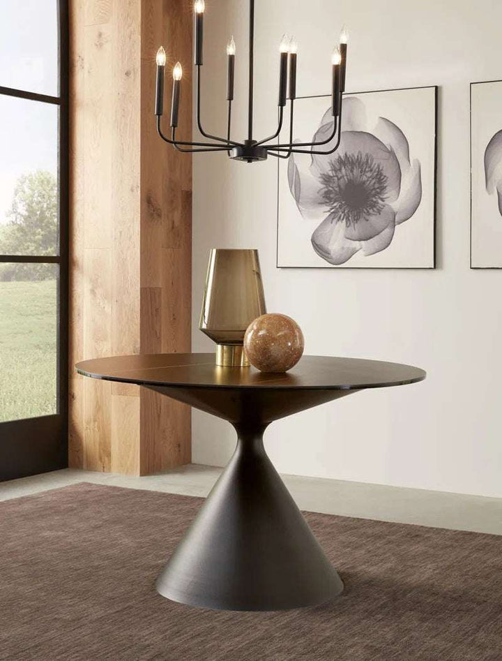 Aviv round Stone Top Metal Base Dining Table