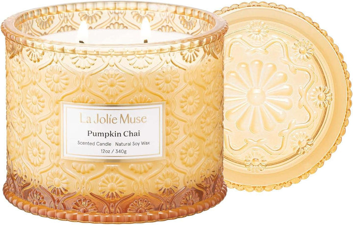 Amber Candle, Scented Candles for Home, Large 2-Wick Soy Candles, Luxury Jar Candle Gifts for Women & Men, 60 Hours Long Burning, Sahara Ambre, 12Oz