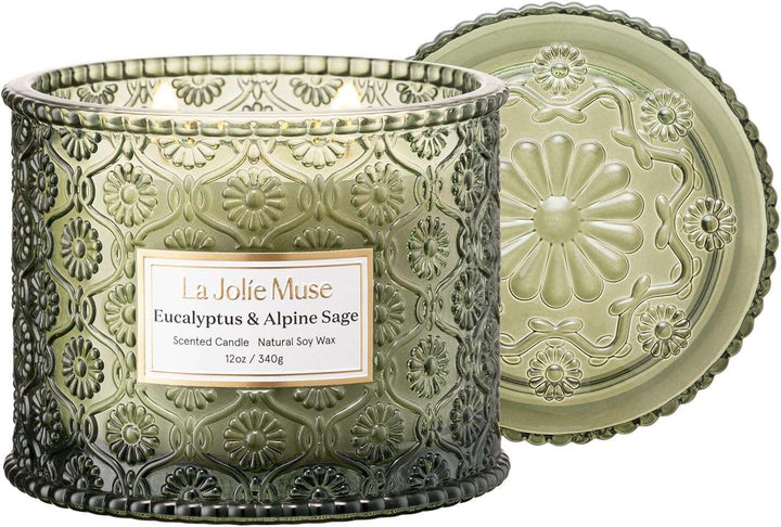 Amber Candle, Scented Candles for Home, Large 2-Wick Soy Candles, Luxury Jar Candle Gifts for Women & Men, 60 Hours Long Burning, Sahara Ambre, 12Oz