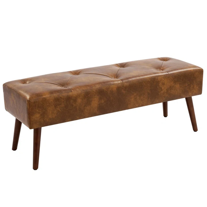 Sveina Faux Leather Bench, 44" Wide with Metal Legs