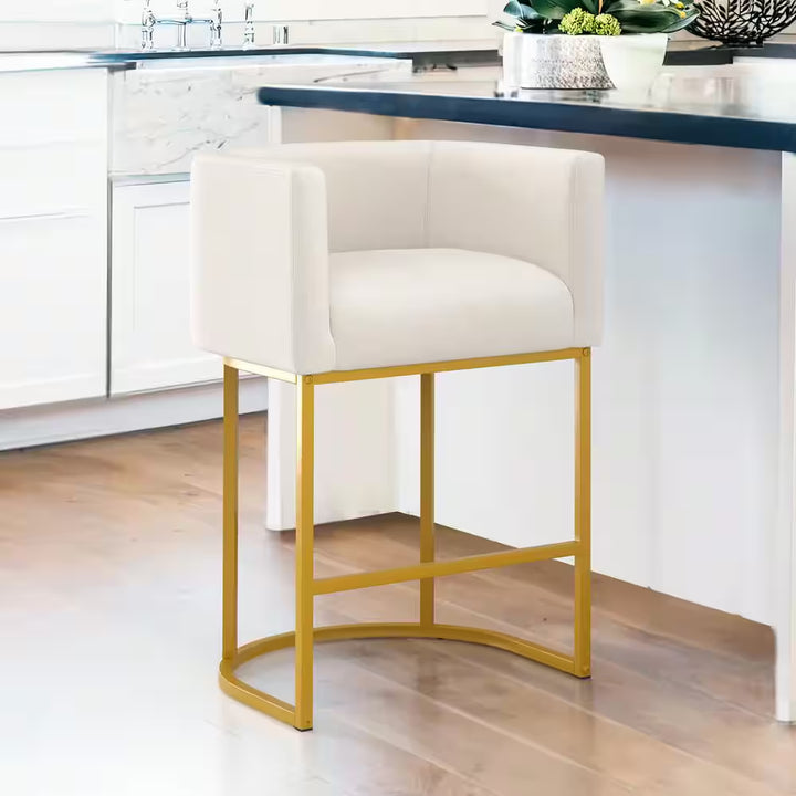 Counter Height Bar Stool - Low Back with Black Metal Frame - Dark Gray Linen Fabric Stool (Set of 3)