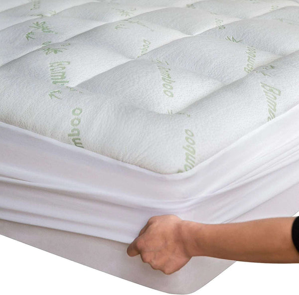 Bamboo Mattress Topper California King Size 72X84 Inches Cooling Breathable Extra Plush Thick Fitted 20Inches Pillow Top Mattress Pad Ultra Soft