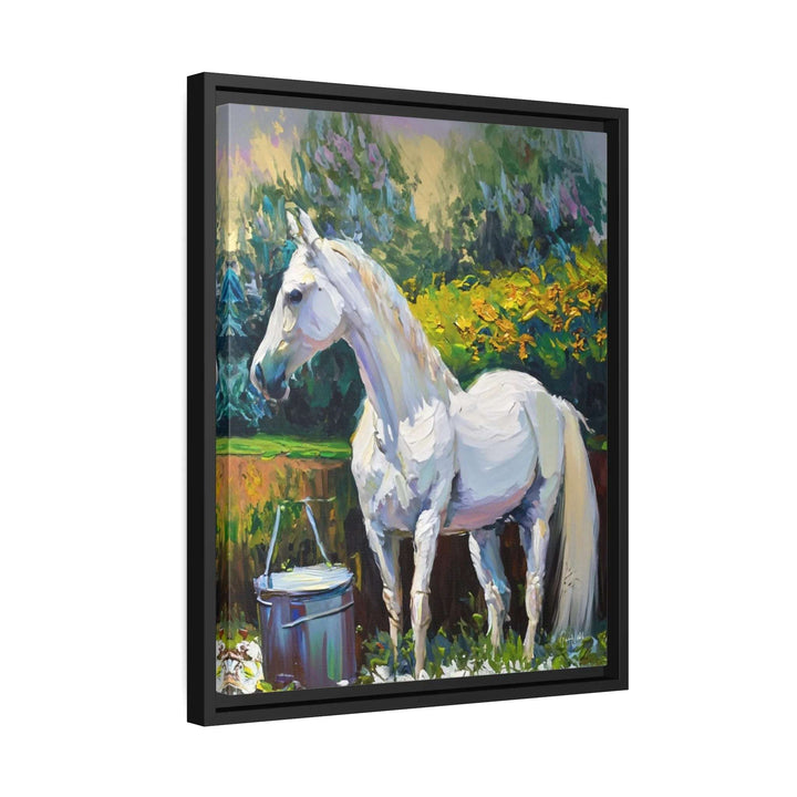 Transform your space with the stunning WHITE HORSE in the GARDEN Canvas Wall Art by Queennoble! 🌿🐴✨