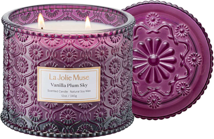 Amber Candle, Scented Candles for Home, Large 2-Wick Soy Candles, Luxury Jar Candle Gifts for Women & Men, 60 Hours Long Burning, Sahara Ambre, 12Oz