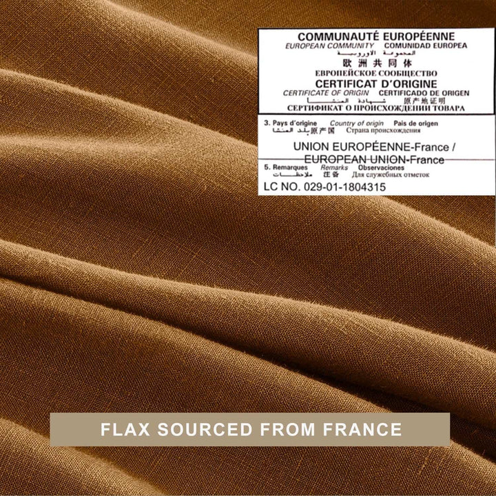 Pure Linen Sheets Set, 100% French Natural Linen Flax Bedding 4Pc Set (Queen, 1 Flat Sheet, 1 Fitted Sheet, 2 Pillowcases) - Butternut