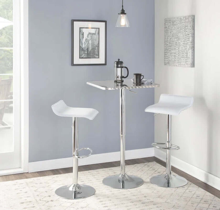 Adjustable Height Pub Table – Stainless Steel Bar Table with Hammered Square Top (26"–41")