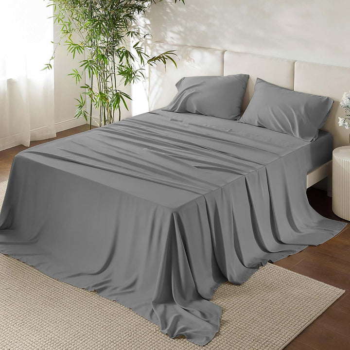1000 Thread Count Egyptian Cotton Sheets California King Size, Long Staple Soft & Breathable, 4 Pc Bed Sheet Sets, Luxury Hotel Sateen Sheets Fits 16" Deep Pocket - Dark Grey