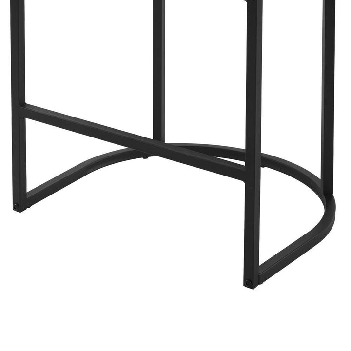 Counter Height Bar Stool - Low Back with Black Metal Frame - Dark Gray Linen Fabric Stool (Set of 3)
