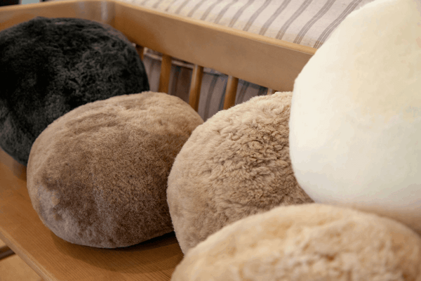 Shorn Sheepskin Ball Cushion – A Cozy Statement Piece