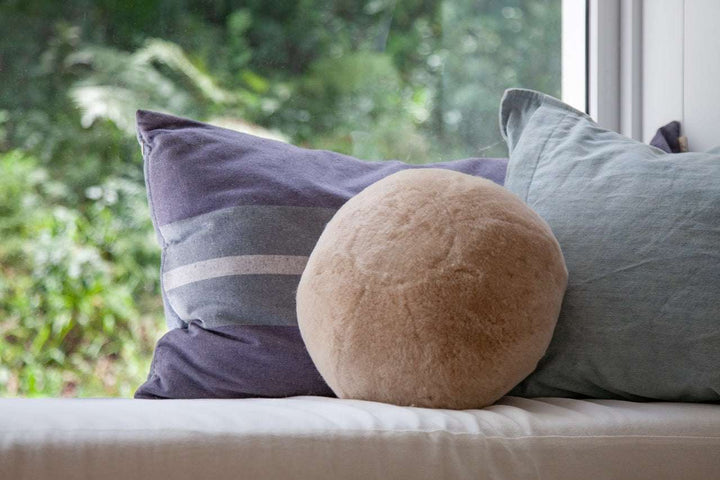 Shorn Sheepskin Ball Cushion – A Cozy Statement Piece