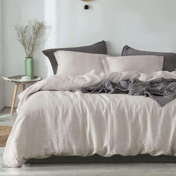 100% French Flax Linen Duvet Cover Set King, 3Pcs Garment Washed Soft, Breathable Durable Cooling Duvet Cover for Hot Sleepers, 1 Duvet Cover and 2 Pillowshams, 106"X 92", Linen
