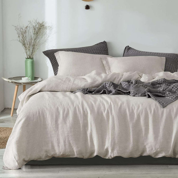100% French Flax Linen Duvet Cover Set King, 3Pcs Garment Washed Soft, Breathable Durable Cooling Duvet Cover for Hot Sleepers, 1 Duvet Cover and 2 Pillowshams, 106"X 92", Linen