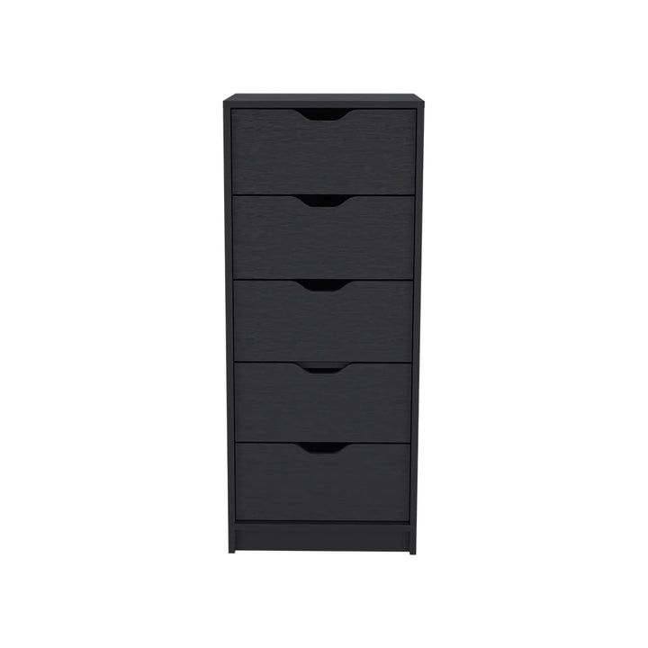 Dresser Kamran, Five Drawers Narrow, Black Wengue Finish