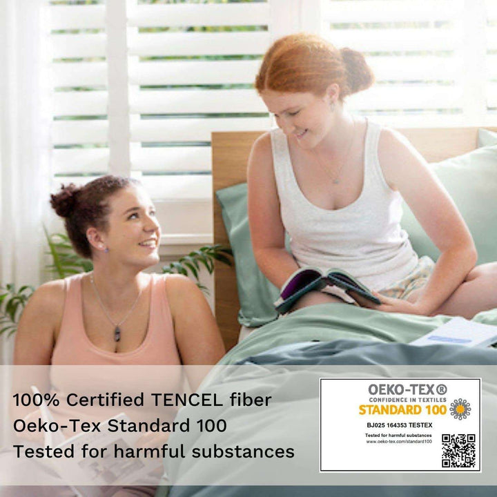Eucalyptus Cooling Sheets Set – 100% Organic Tencel Lyocell – Queen Size – Hypoallergenic, Moisture-Wicking – Deep Pockets, Soft, Durable 60" X 80" [White Snow]