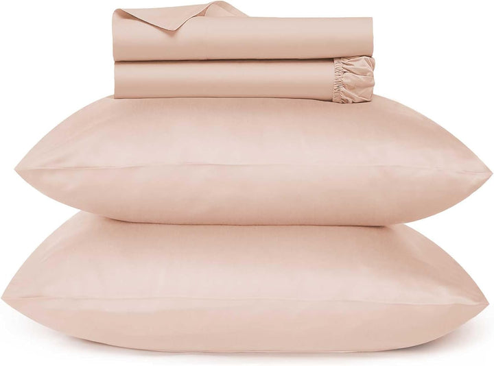 700 Thread Count Egyptian Cotton Sheets Twin Size, 4Pc Sheet Set Soft Luxury Bed Sheets for Twin Size Bed, Sateen Weave Hotel Sheets, 16'' Elasticized Deep Pocket - White