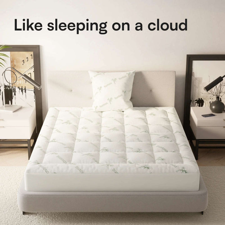 Bamboo Mattress Topper California King Size 72X84 Inches Cooling Breathable Extra Plush Thick Fitted 20Inches Pillow Top Mattress Pad Ultra Soft