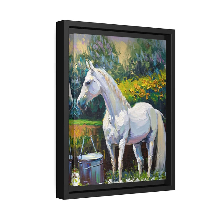 Transform your space with the stunning WHITE HORSE in the GARDEN Canvas Wall Art by Queennoble! 🌿🐴✨