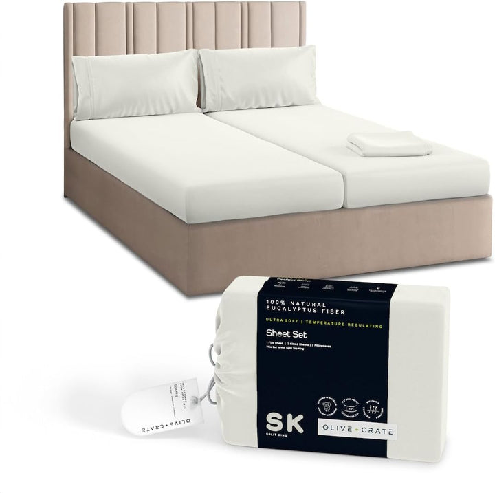 Eucalyptus Cooling Sheets Set – 100% Organic Tencel Lyocell – Queen Size – Hypoallergenic, Moisture-Wicking – Deep Pockets, Soft, Durable 60" X 80" [White Snow]