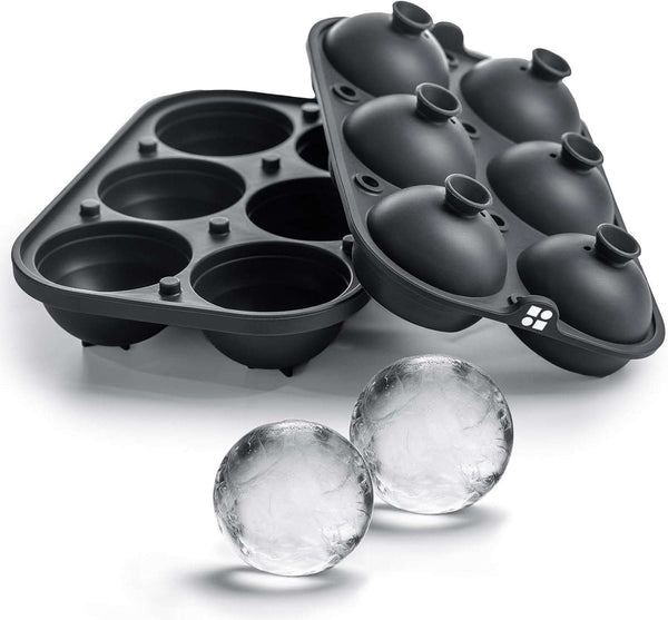 Ice Cube Molds – Large Silicone Ice & Sphere Mold Combo with Built-In Easy-Fill Funnel 2-Inch round & Square Whiskey Ice Molds for Cocktails & Bourbon