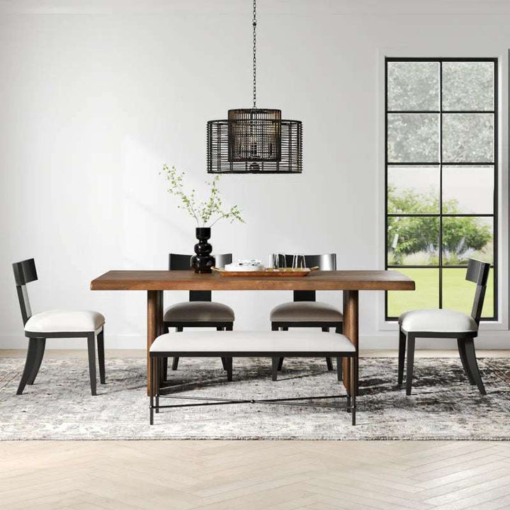 Live Edge Solid Mango Wood Dining Table – 80" Rustic Modern Table for 6