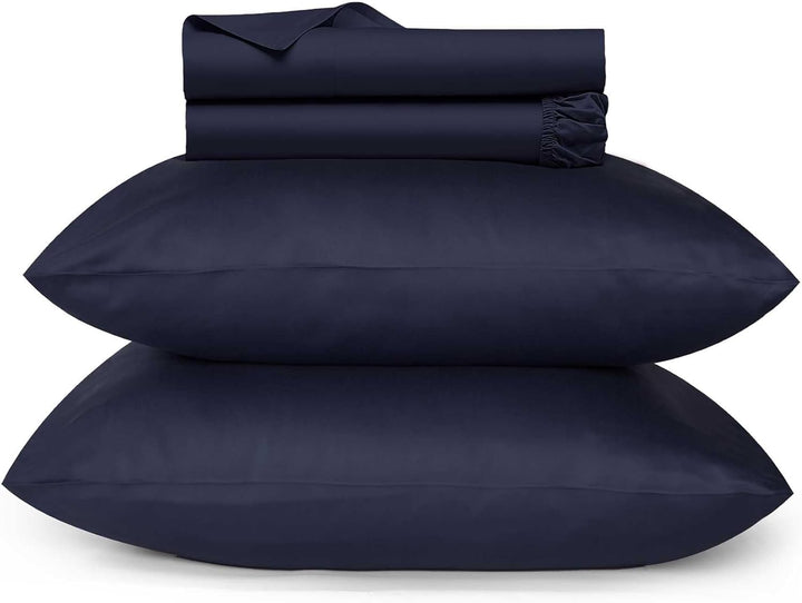 700 Thread Count Egyptian Cotton Sheets Twin Size, 4Pc Sheet Set Soft Luxury Bed Sheets for Twin Size Bed, Sateen Weave Hotel Sheets, 16'' Elasticized Deep Pocket - White