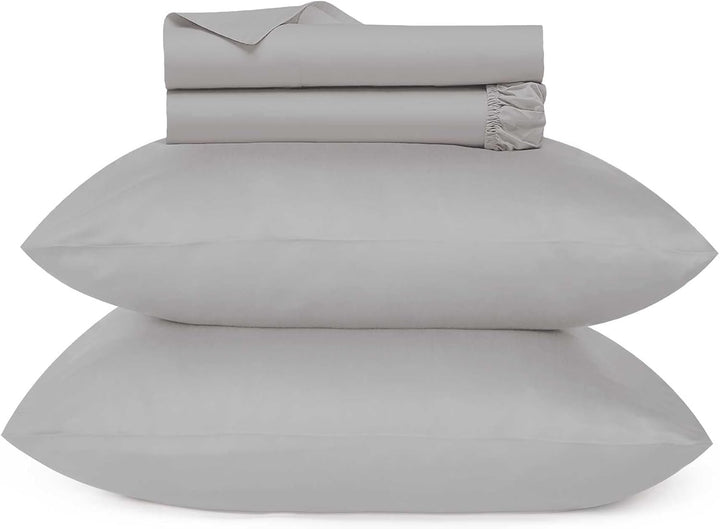 700 Thread Count Egyptian Cotton Sheets Twin Size, 4Pc Sheet Set Soft Luxury Bed Sheets for Twin Size Bed, Sateen Weave Hotel Sheets, 16'' Elasticized Deep Pocket - White
