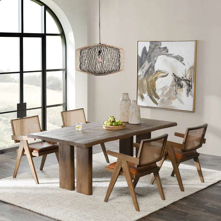 Live Edge Solid Mango Wood Dining Table – 80" Rustic Modern Table for 6