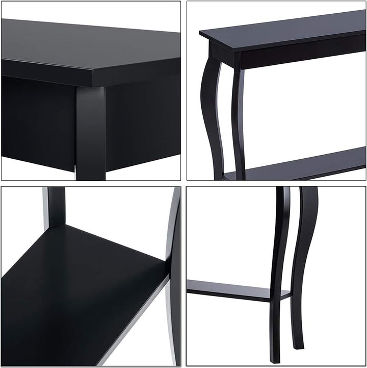 Narrow Console Table, Chic Accent Sofa Table, Entryway Table, 39.3 Inch, Black