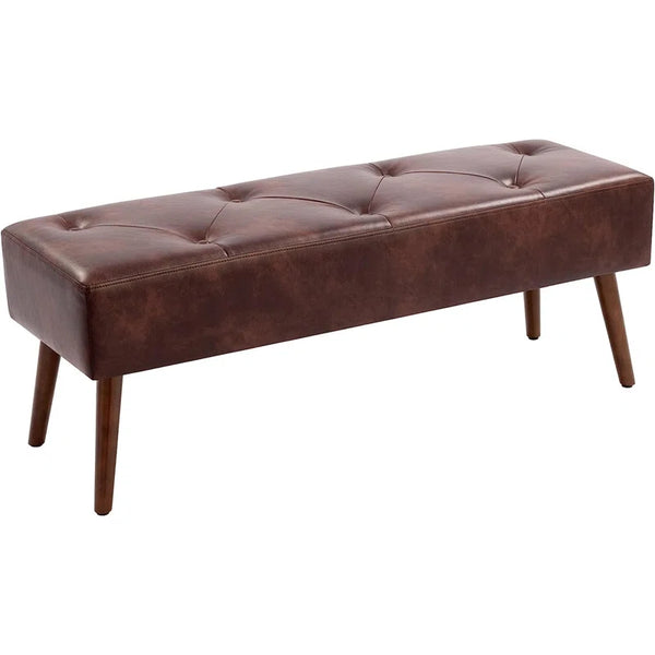 Sveina Faux Leather Bench, 44" Wide with Metal Legs
