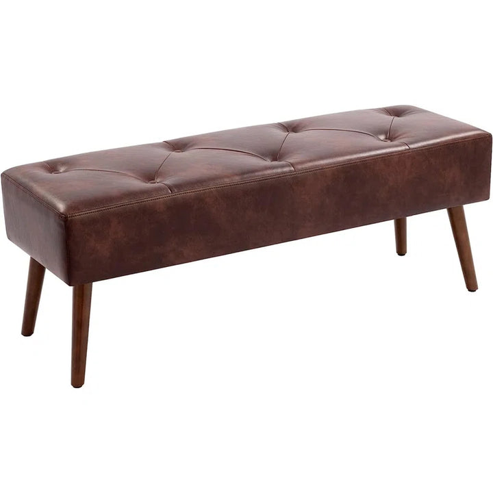 Sveina Faux Leather Bench, 44" Wide with Metal Legs
